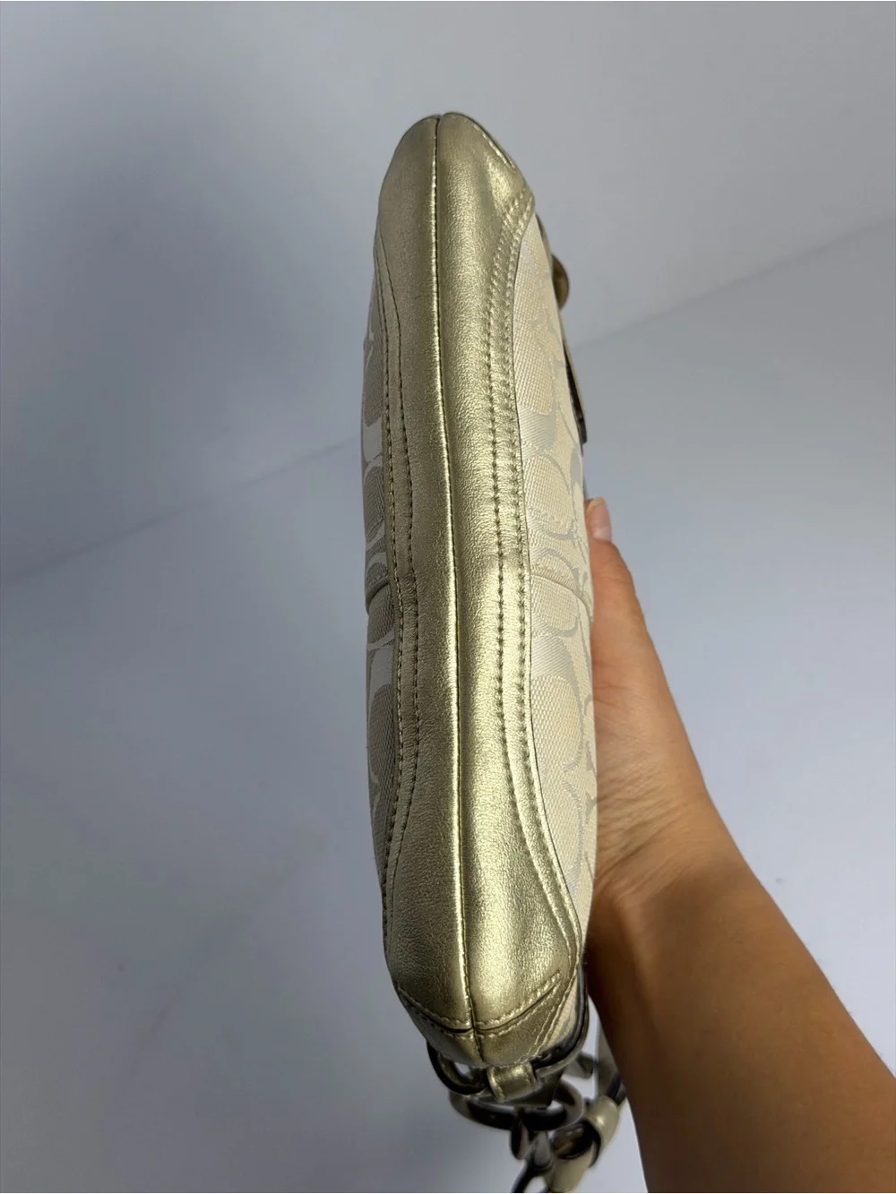 Coach Y2K Pale Signature Canvas/Gold Trim Demi Shoulder Bag